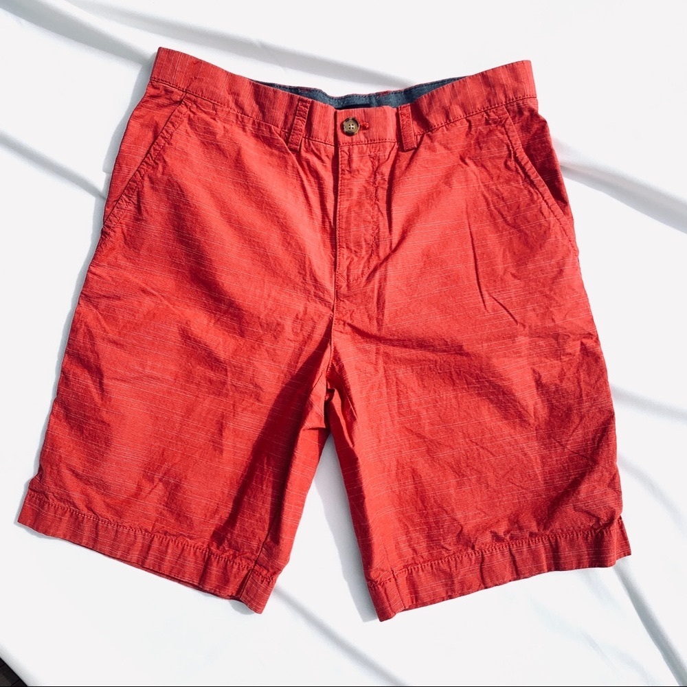 Tommy Hilfiger Men’s Red Flat Front Shorts 32 Classic Fit